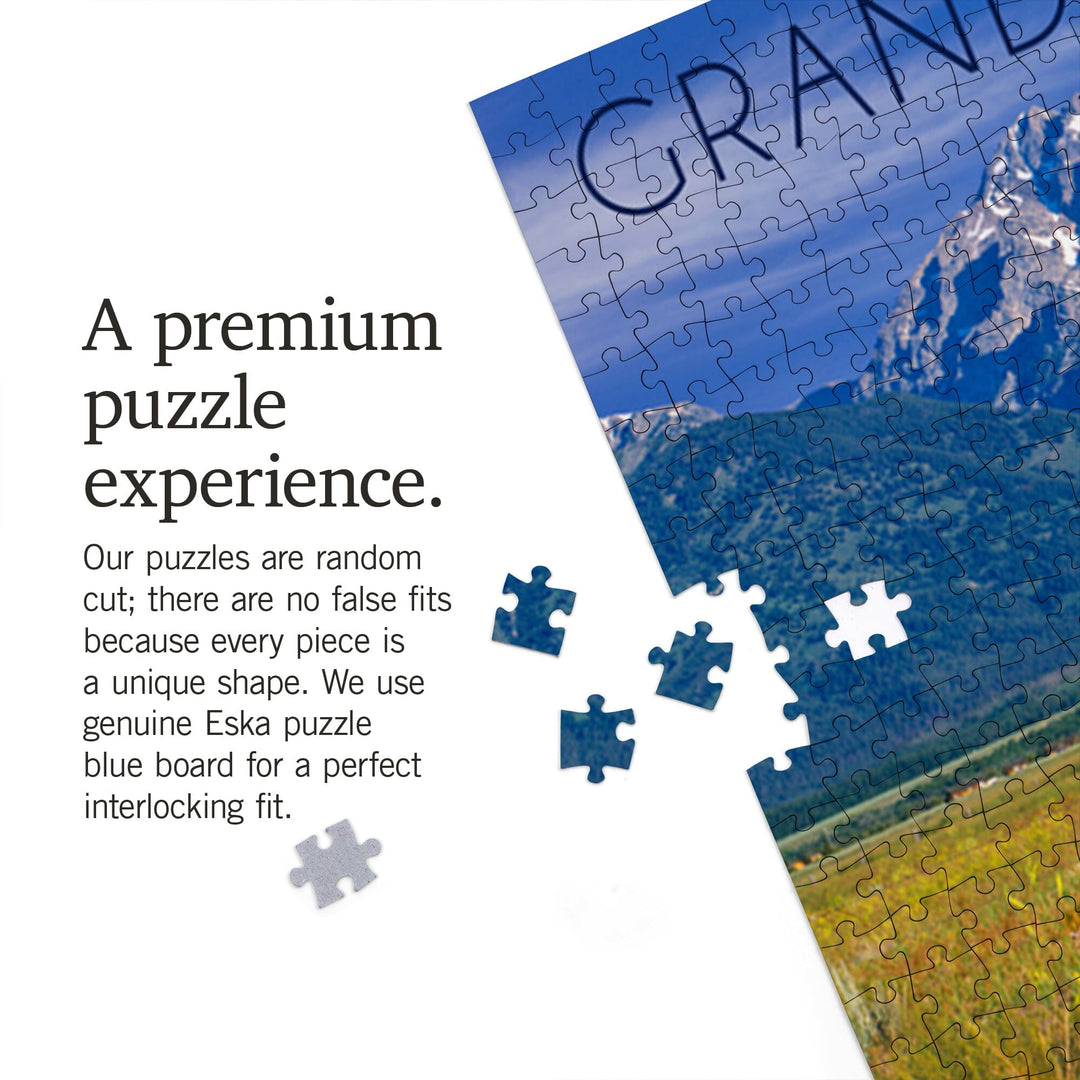 Grand Teton National Park, Wyoming, Wagon and Mountains, Jigsaw Puzzle Puzzle Lantern Press 