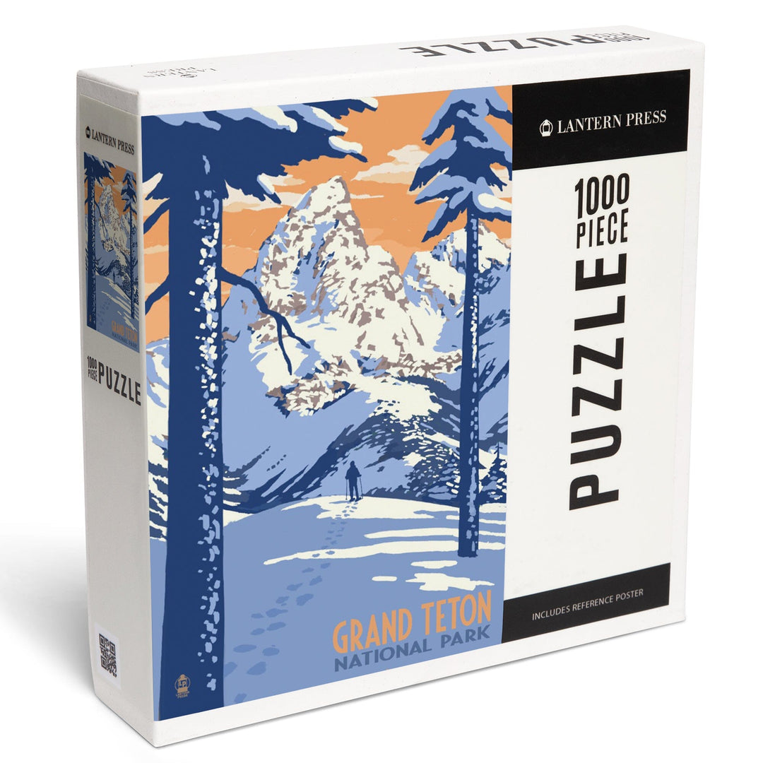 Grand Teton National Park, Wyoming, Winter Scene, Jigsaw Puzzle Puzzle Lantern Press 