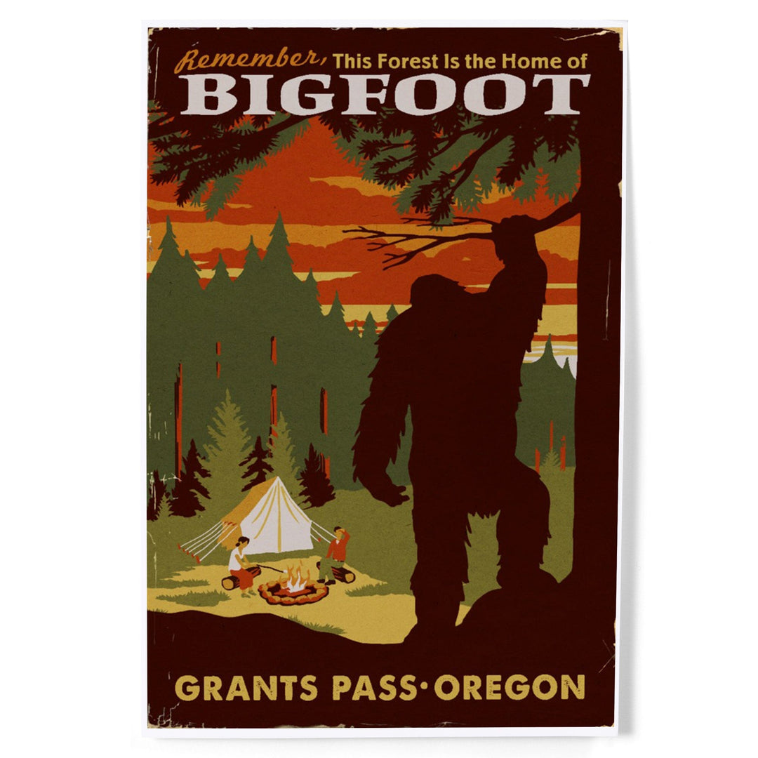 Grants Pass, Oregon, Home of Bigfoot, Art & Giclee Prints Art Lantern Press 