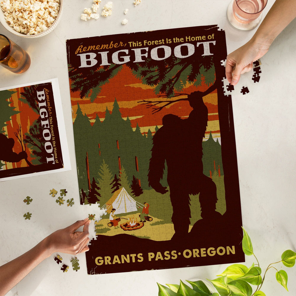 Grants Pass, Oregon, Home of Bigfoot, Jigsaw Puzzle Puzzle Lantern Press 