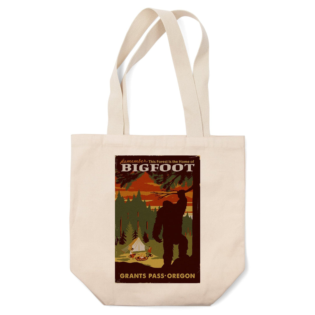 Grants Pass, Oregon, Home of Bigfoot, Lantern Press Artwork, Tote Bag Totes Lantern Press 