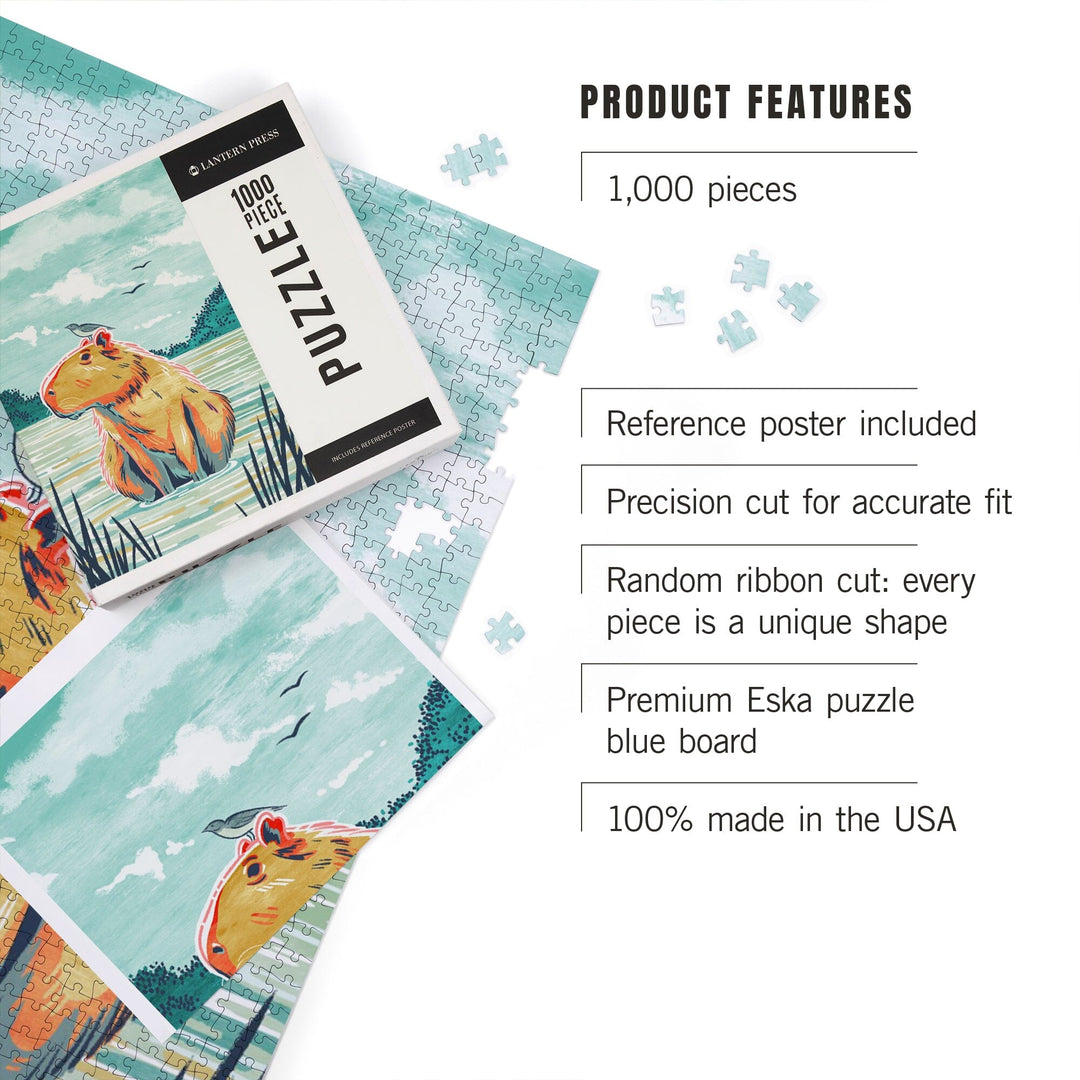 Graphic Pastel, Capybara, Jigsaw Puzzle Puzzle Lantern Press 