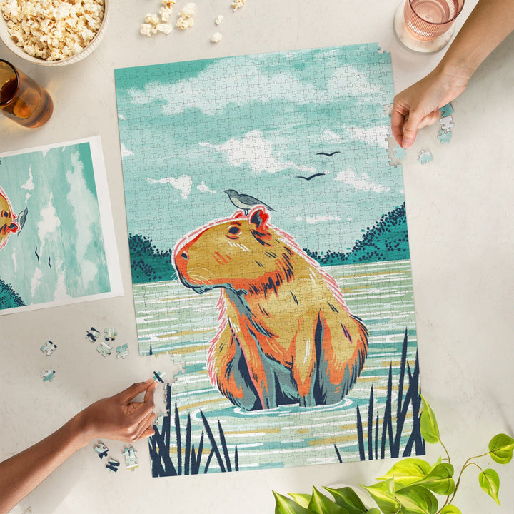 Graphic Pastel, Capybara, Jigsaw Puzzle Puzzle Lantern Press 