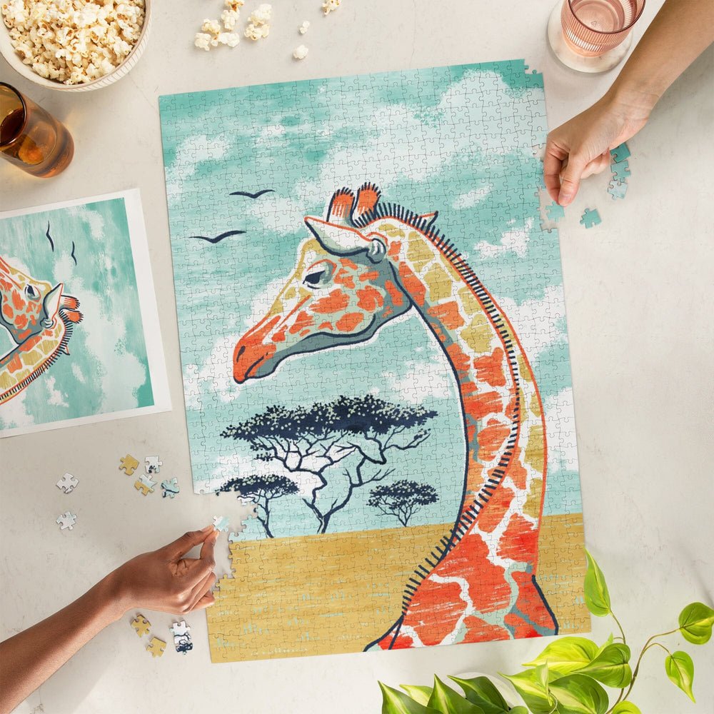 Graphic Pastel, Giraffe, Jigsaw Puzzle Puzzle Lantern Press 