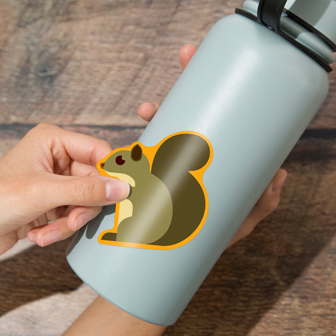 Gray Squirrel, Geometric, Contour, Lantern Press Artwork, Vinyl Sticker - Lantern Press