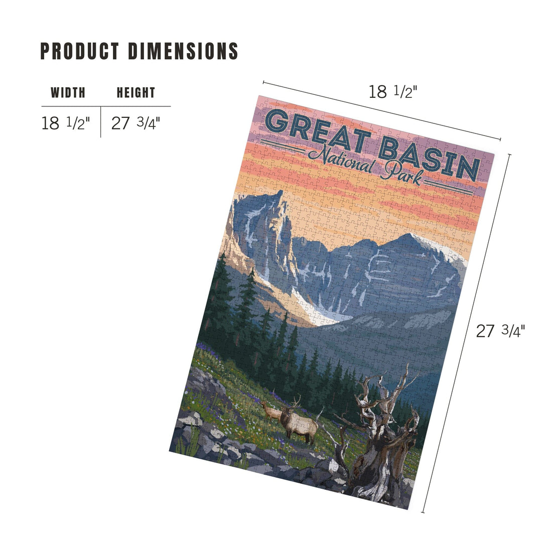 Great Basin National Park, Nevada, Elk and Spring Flowers, Jigsaw Puzzle Puzzle Lantern Press 