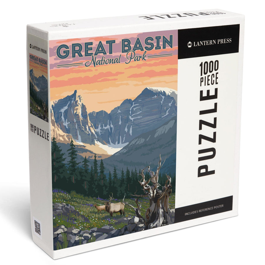 Great Basin National Park, Nevada, Elk and Spring Flowers, Jigsaw Puzzle Puzzle Lantern Press 