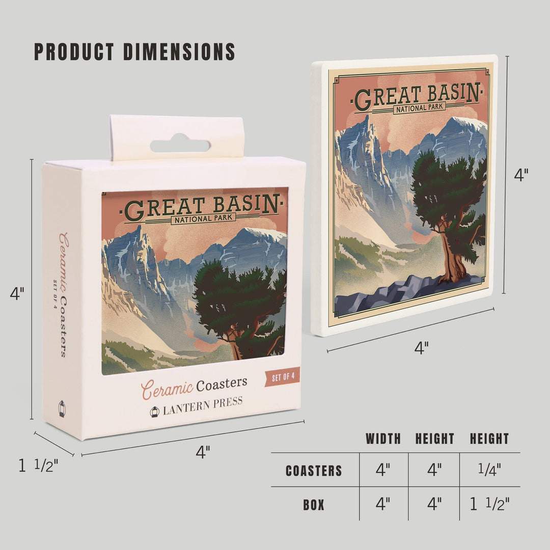 Great Basin National Park, Nevada, Lithograph National Park Series, Coasters Coasters Lantern Press 