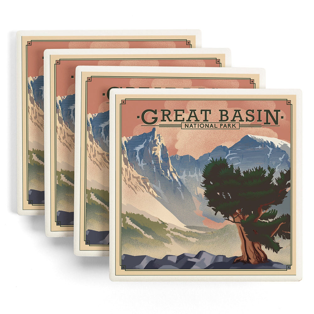 Great Basin National Park, Nevada, Lithograph National Park Series, Coasters Coasters Lantern Press 