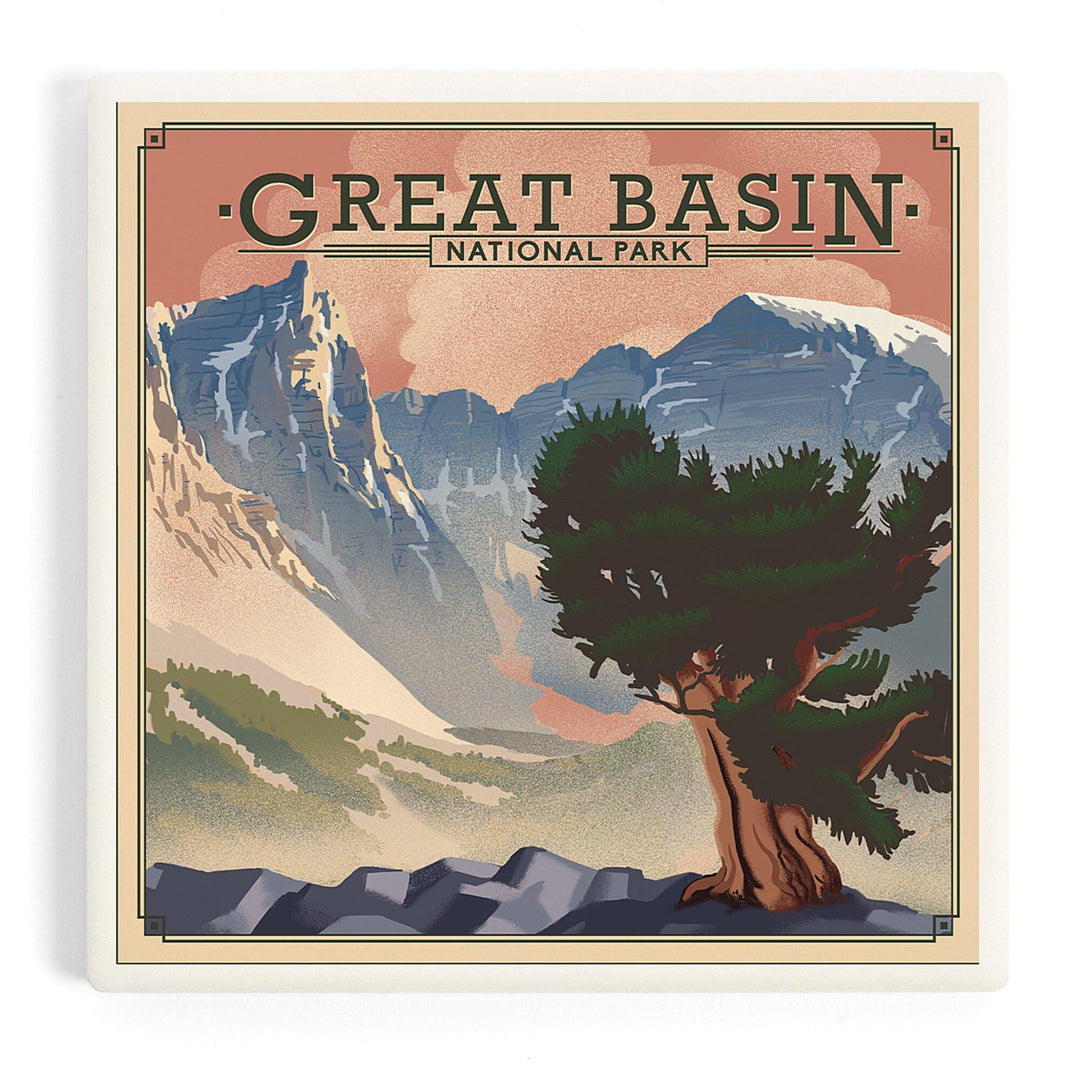 Great Basin National Park, Nevada, Lithograph National Park Series, Coasters Coasters Lantern Press 