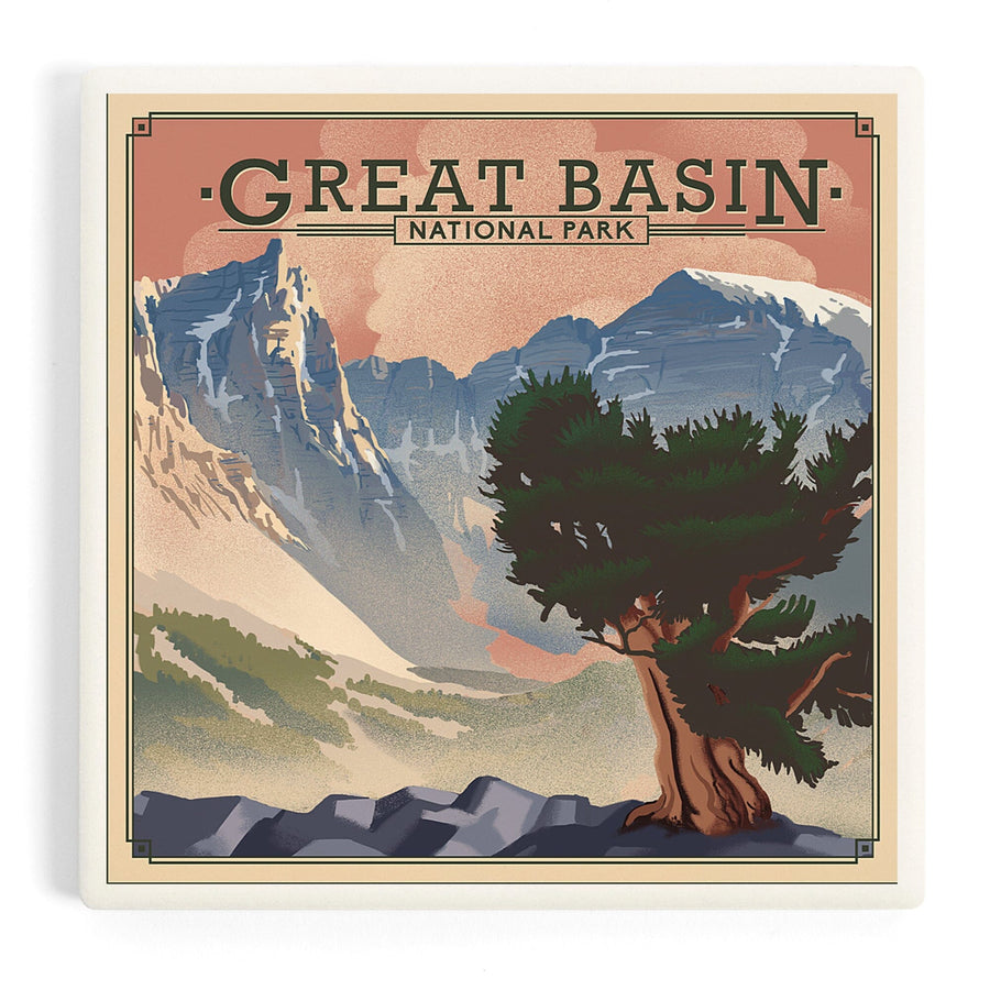 Great Basin National Park, Nevada, Lithograph National Park Series, Coasters Coasters Lantern Press 