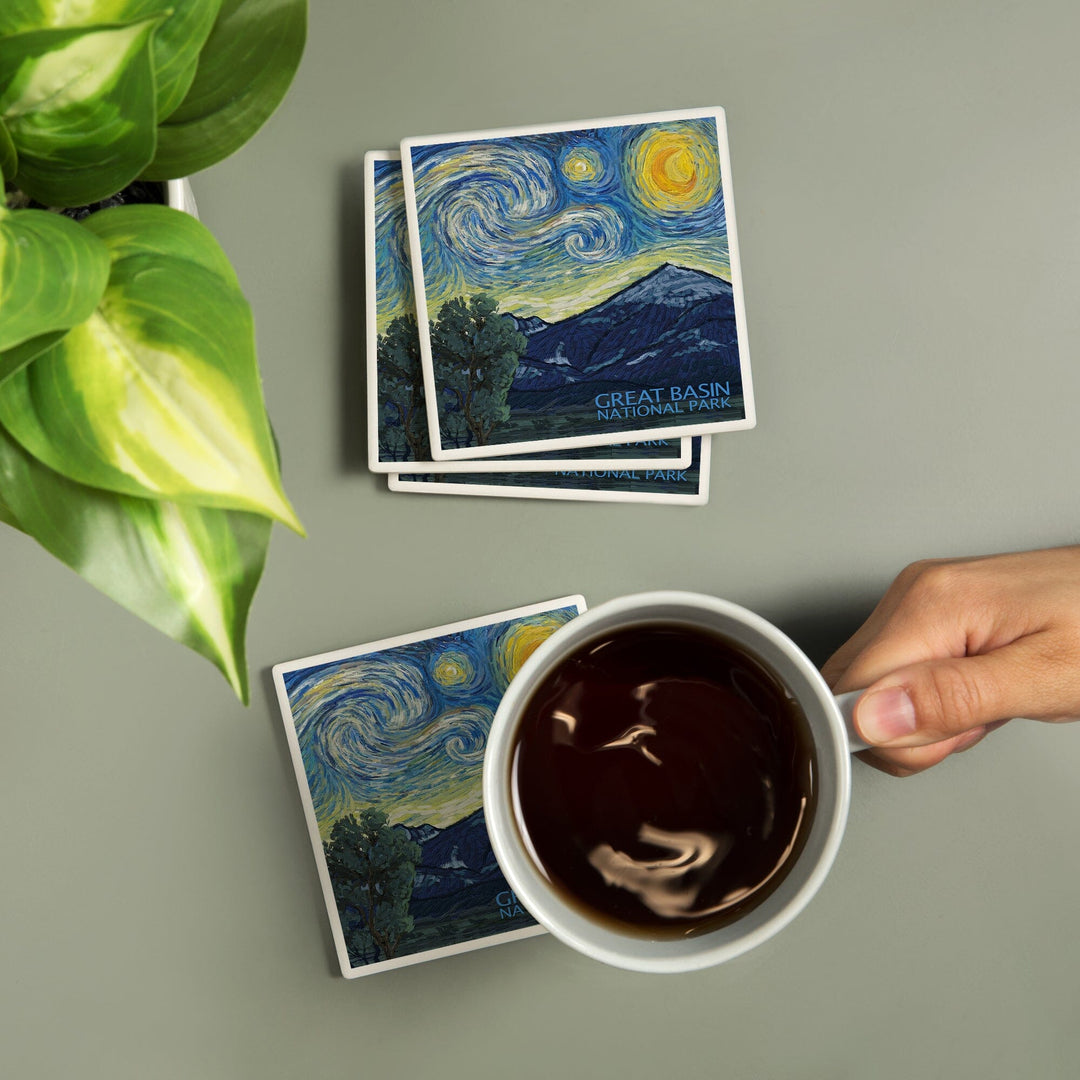 Great Basin National Park, Starry Night National Park Series, Lantern Press Artwork, Coaster Set - Lantern Press