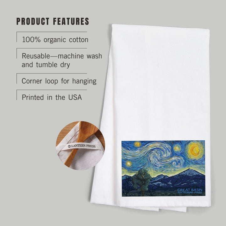 Great Basin National Park, Starry Night National Park Series, Organic Cotton Kitchen Tea Towels Kitchen Lantern Press 