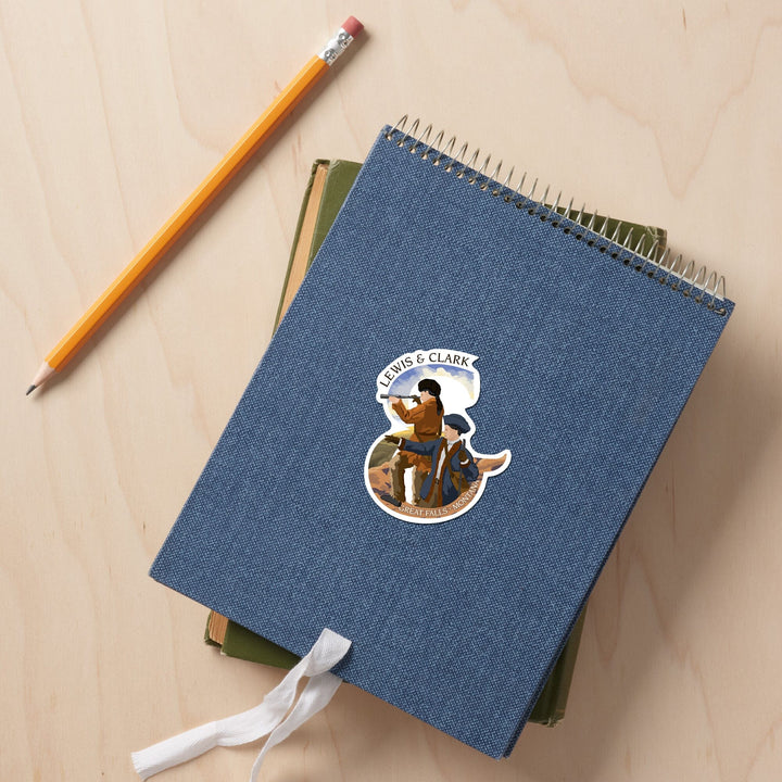 Great Falls, Montana, Lewis and Clark, Contour, Vinyl Sticker - Lantern Press