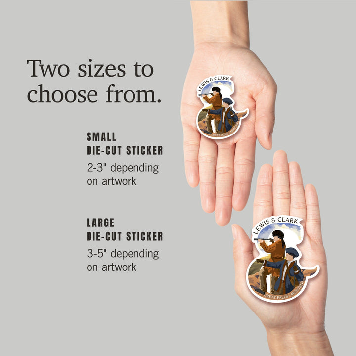 Great Falls, Montana, Lewis and Clark, Contour, Vinyl Sticker - Lantern Press
