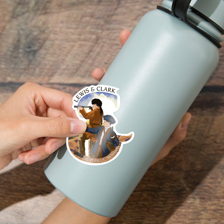 Great Falls, Montana, Lewis and Clark, Contour, Vinyl Sticker - Lantern Press