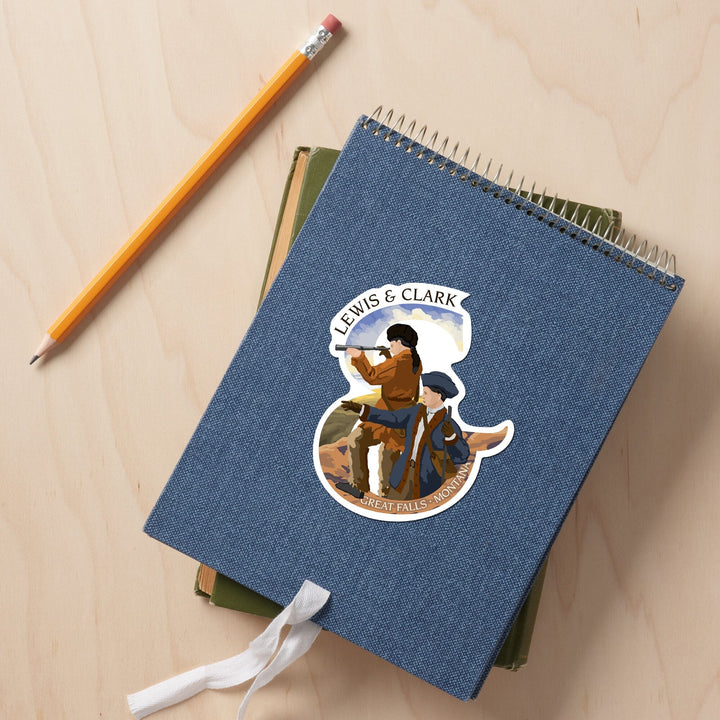 Great Falls, Montana, Lewis and Clark, Contour, Vinyl Sticker - Lantern Press