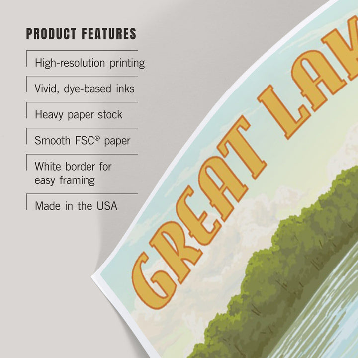 Great Lakes, Michigan, Kayak Scene, Art & Giclee Prints Art Lantern Press 