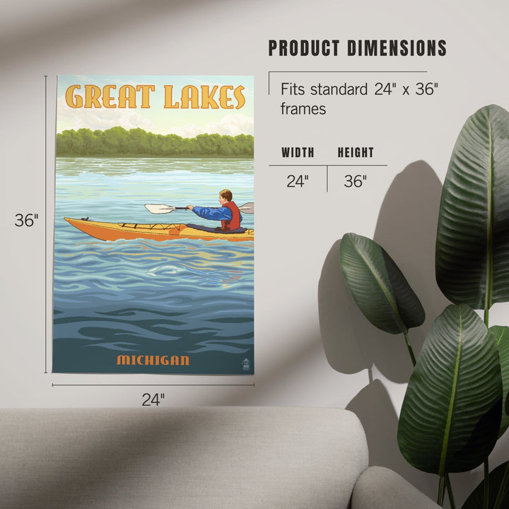 Great Lakes, Michigan, Kayak Scene, Art & Giclee Prints Art Lantern Press 