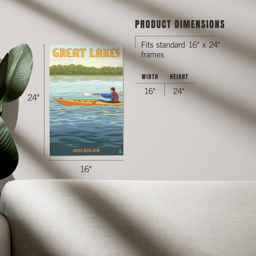 Great Lakes, Michigan, Kayak Scene, Art & Giclee Prints - Lantern Press