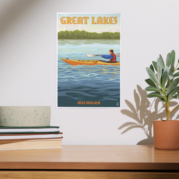 Great Lakes, Michigan, Kayak Scene, Art & Giclee Prints - Lantern Press