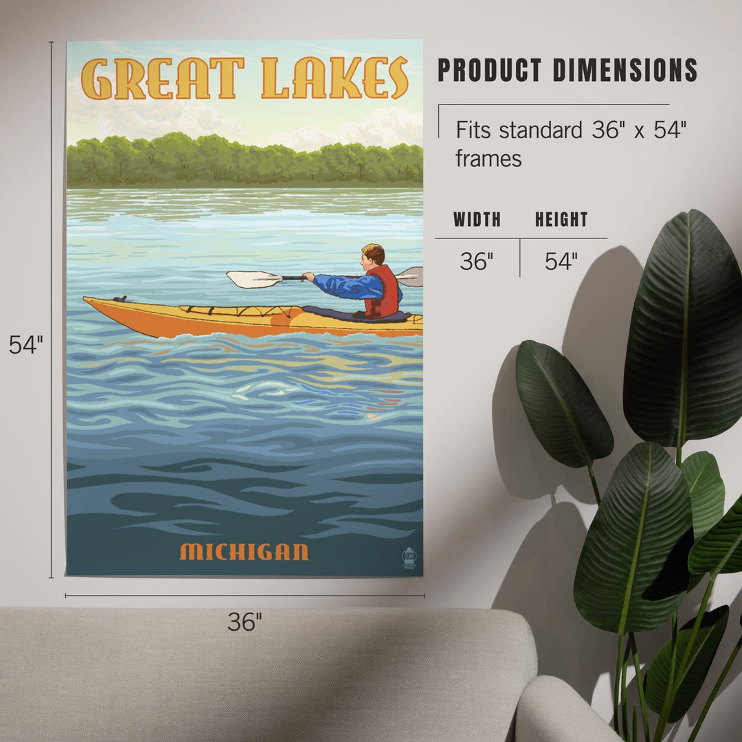 Great Lakes, Michigan, Kayak Scene, Art & Giclee Prints Art Lantern Press 