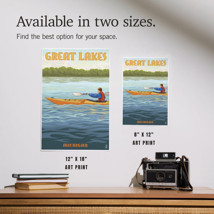 Great Lakes, Michigan, Kayak Scene, Art & Giclee Prints - Lantern Press