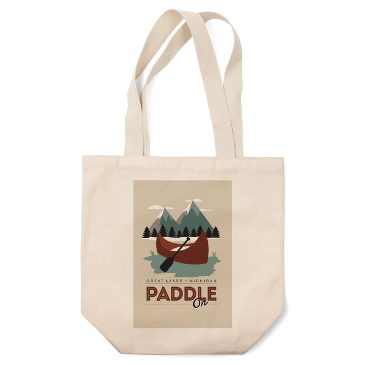 Great Lakes, Michigan, Paddle On,, Tote Bag Totes Lantern Press 