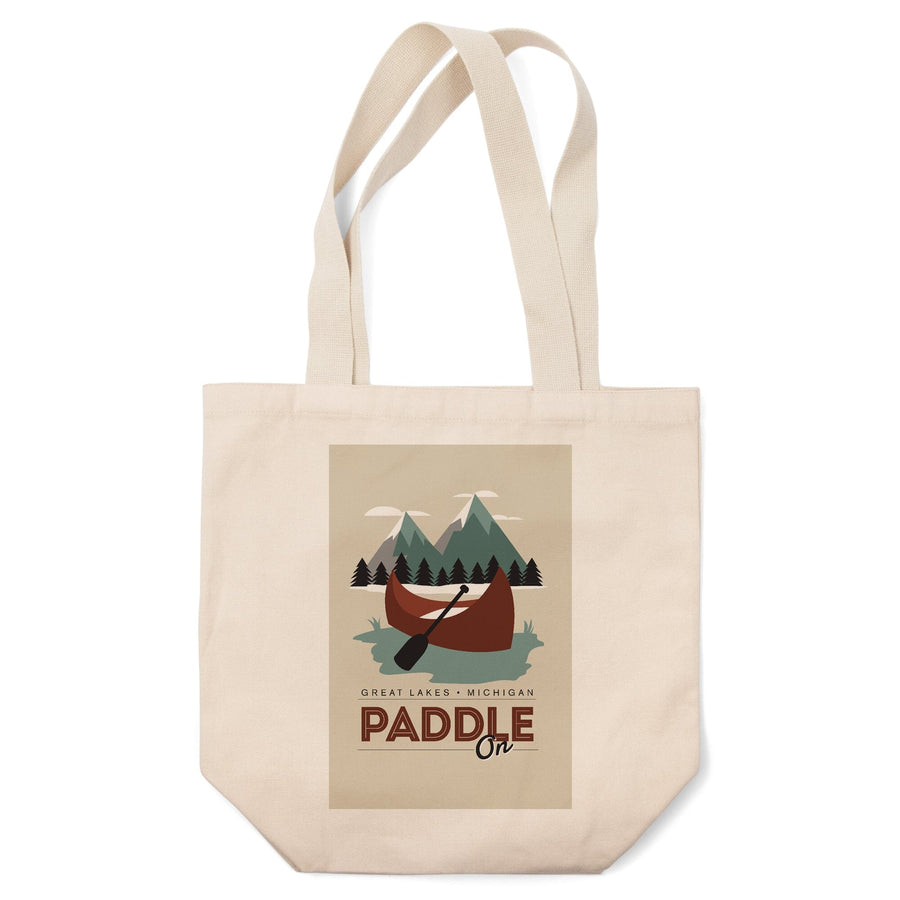 Great Lakes, Michigan, Paddle On,, Tote Bag Totes Lantern Press 