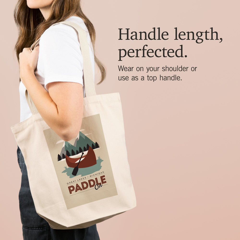 Great Lakes, Michigan, Paddle On,, Tote Bag Totes Lantern Press 
