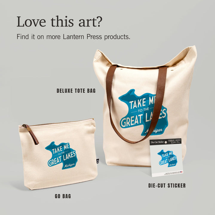 Great Lakes, Michigan, Take Me to the Great Lakes, Simply Said, Contour, Vinyl Sticker - Lantern Press