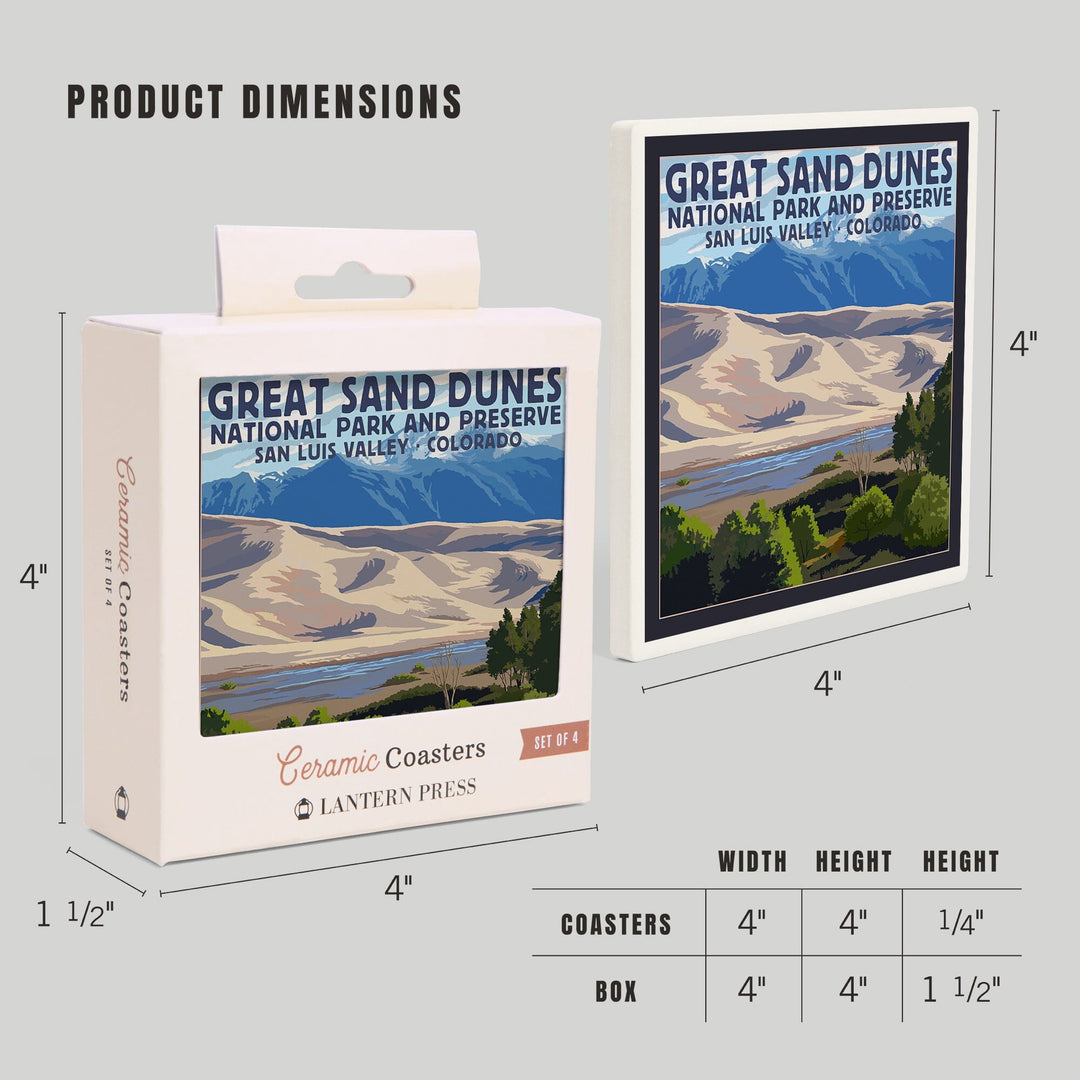 Great Sand Dunes National Park and Preserve, Colorado, Coasters Coasters Lantern Press 