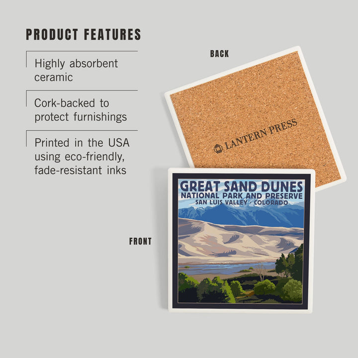 Great Sand Dunes National Park and Preserve, Colorado, Coasters Coasters Lantern Press 