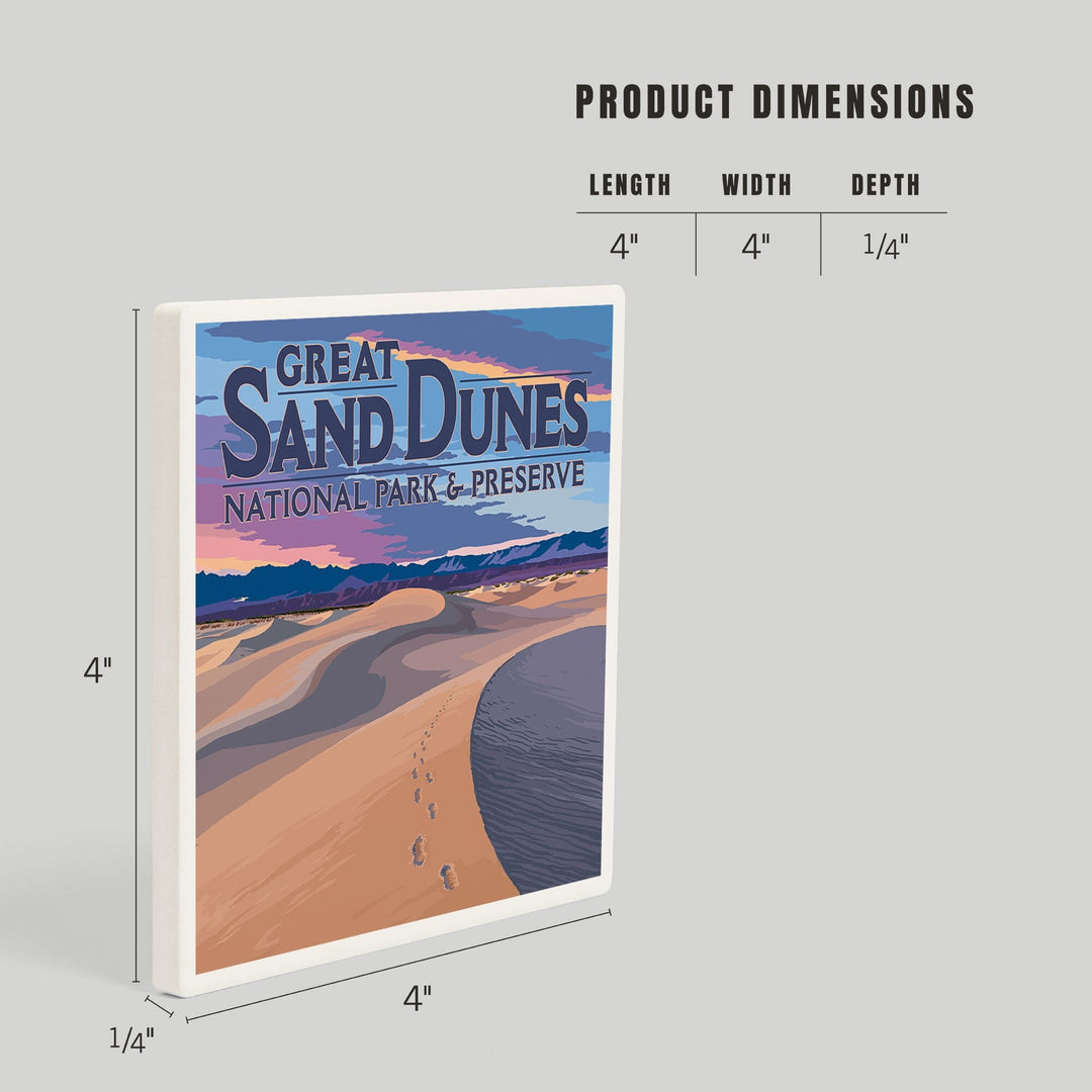 Great Sand Dunes National Park and Preserve, Colorado, Dunes and Footprints, Coasters Coasters Lantern Press 