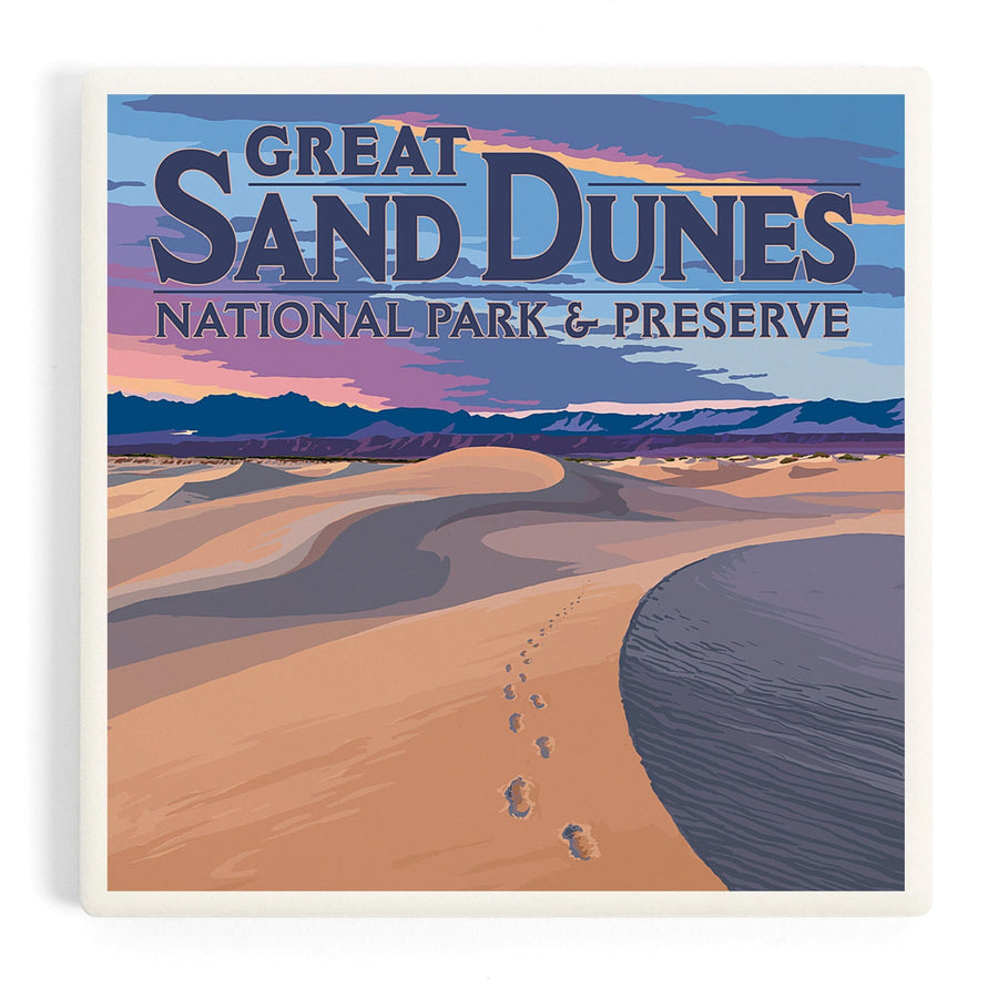 Great Sand Dunes National Park and Preserve, Colorado, Dunes and Footprints, Coasters Coasters Lantern Press 