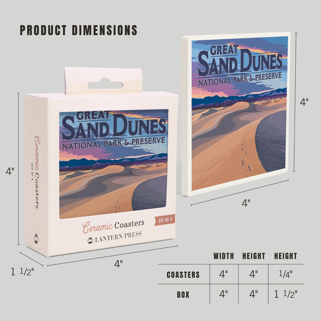 Great Sand Dunes National Park and Preserve, Colorado, Dunes and Footprints, Coasters Coasters Lantern Press 