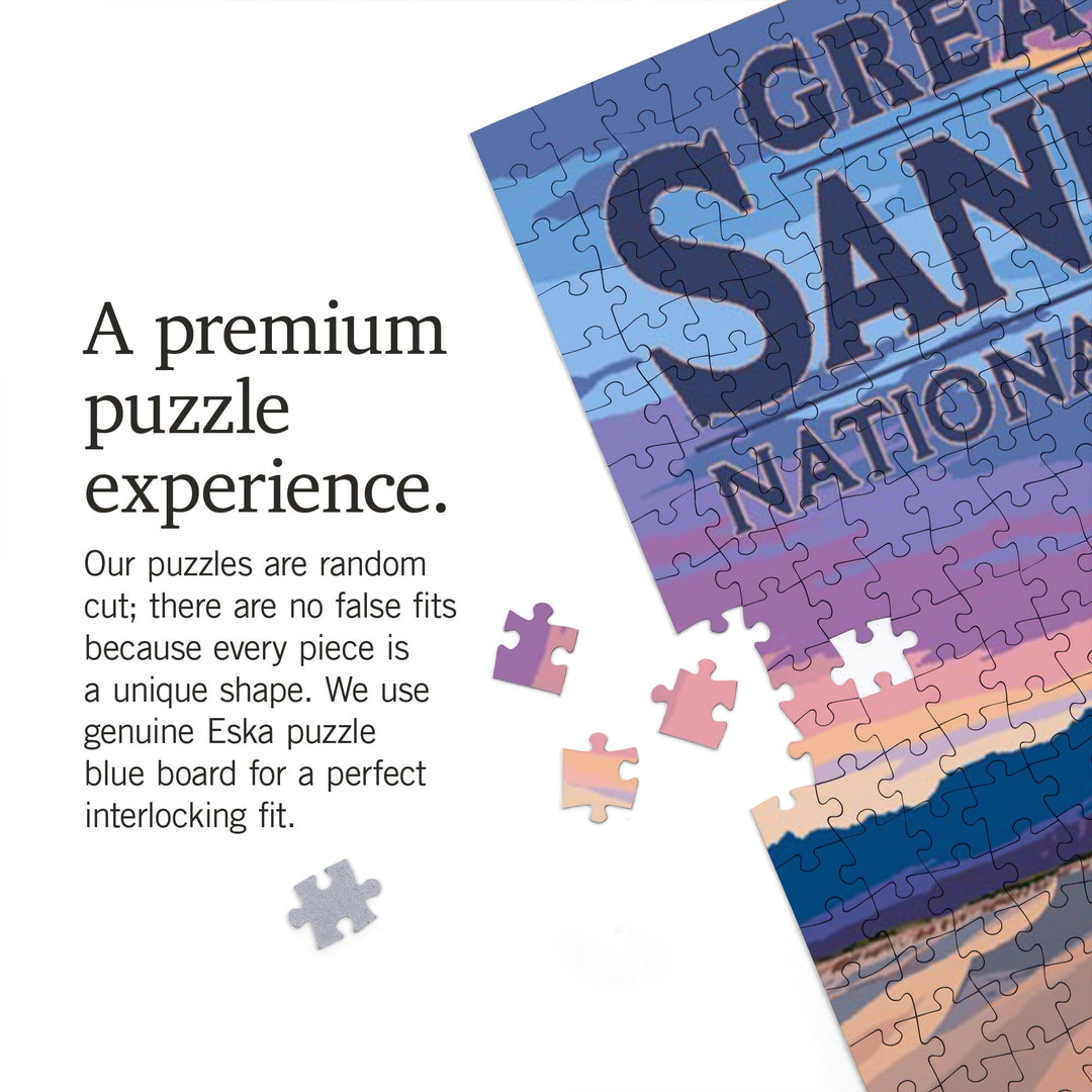 Great Sand Dunes National Park and Preserve, Colorado, Dunes and Footprints, Jigsaw Puzzle Puzzle Lantern Press 