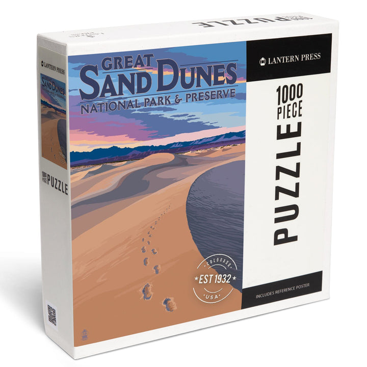 Great Sand Dunes National Park and Preserve, Colorado, Dunes and Footprints, Jigsaw Puzzle Puzzle Lantern Press 