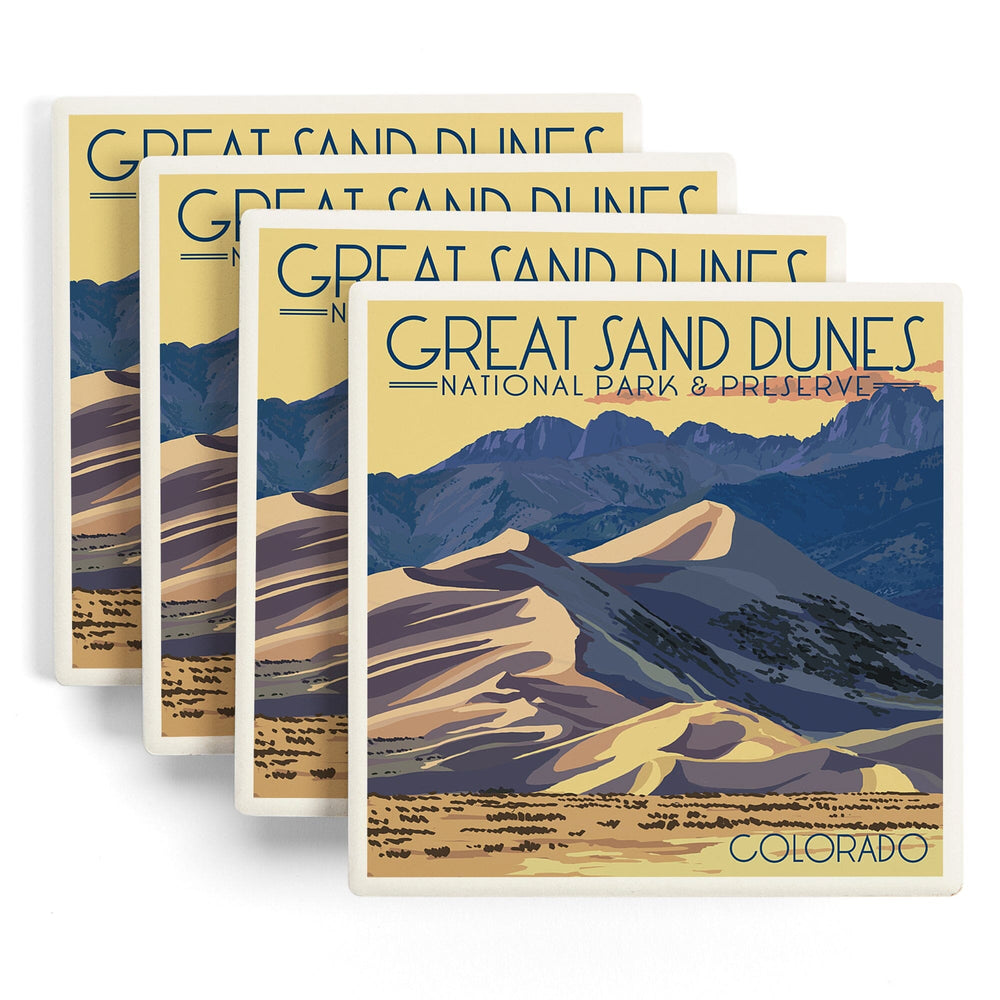 Great Sand Dunes National Park and Preserve, Colorado, Dunes at Sunset, Coasters Coasters Lantern Press 