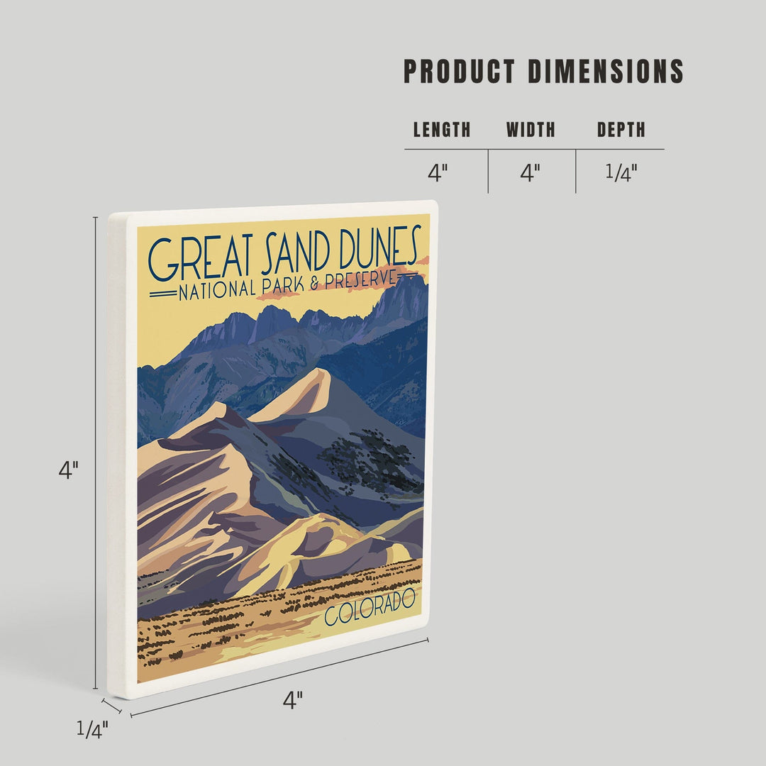 Great Sand Dunes National Park and Preserve, Colorado, Dunes at Sunset, Coasters Coasters Lantern Press 