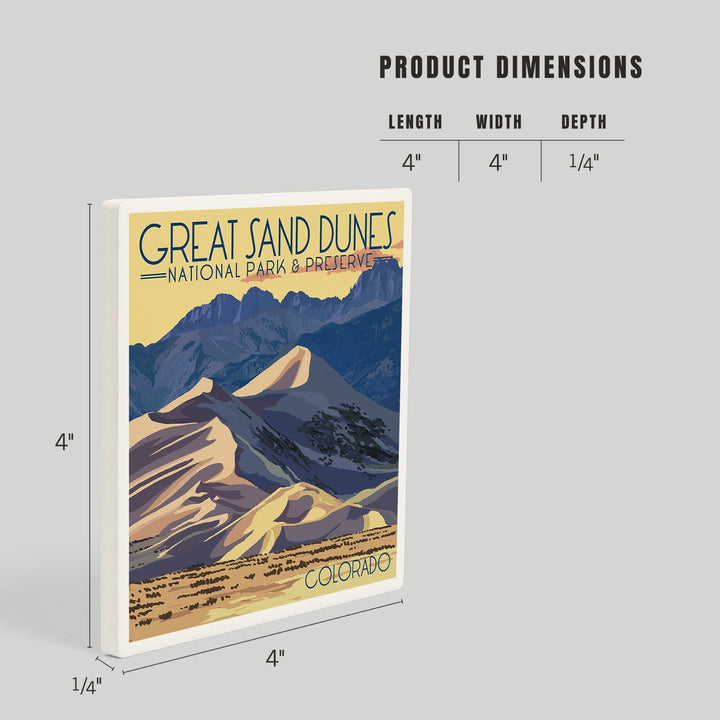 Great Sand Dunes National Park and Preserve, Colorado, Dunes at Sunset, Coasters Coasters Lantern Press 
