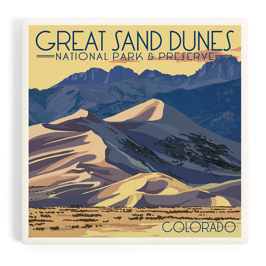 Great Sand Dunes National Park and Preserve, Colorado, Dunes at Sunset, Coasters Coasters Lantern Press 