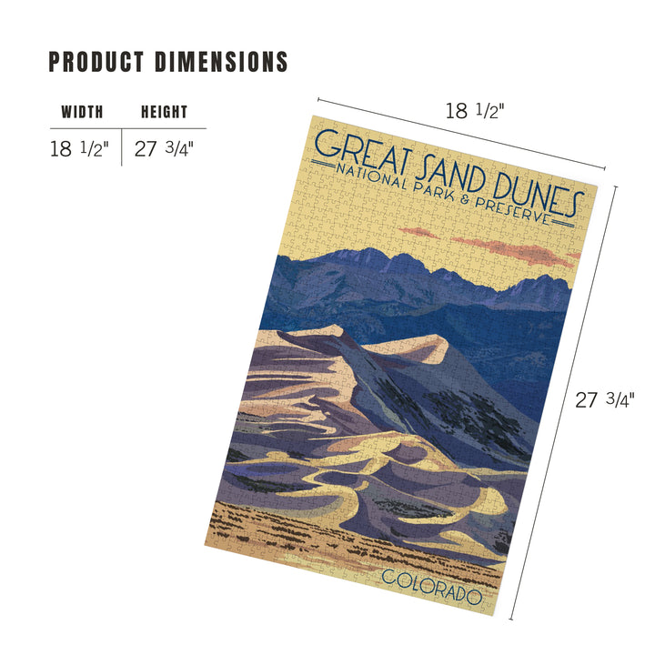 Great Sand Dunes National Park and Preserve, Colorado, Dunes at Sunset, Jigsaw Puzzle Puzzle Lantern Press 