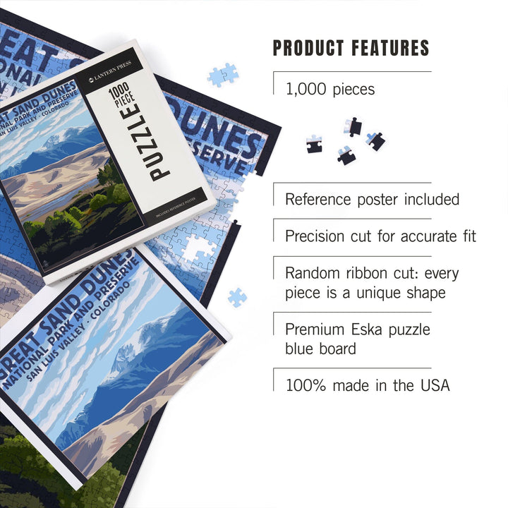 Great Sand Dunes National Park and Preserve, Colorado, Jigsaw Puzzle Puzzle Lantern Press 