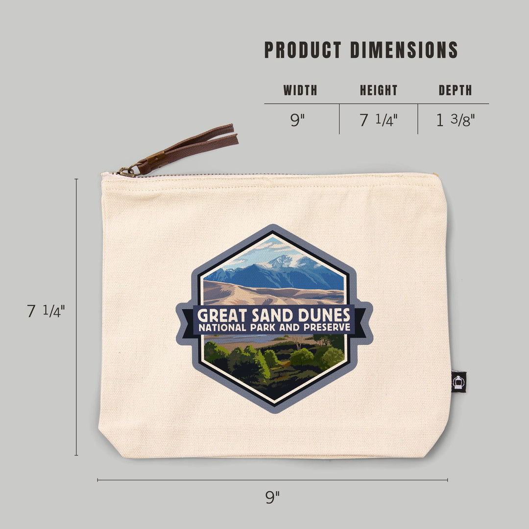Great Sand Dunes National Park and Preserve, Colorado,, Organic Cotton Zipper Pouch, Go Bag Go Bag Lantern Press 