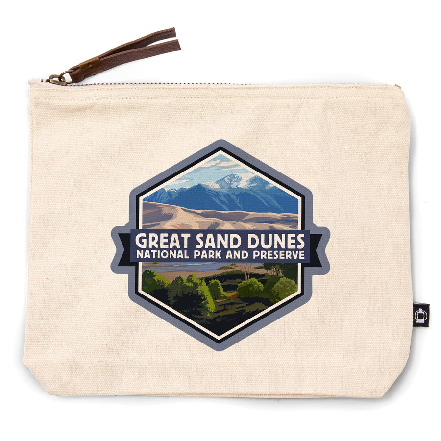Great Sand Dunes National Park and Preserve, Colorado,, Organic Cotton Zipper Pouch, Go Bag Go Bag Lantern Press 