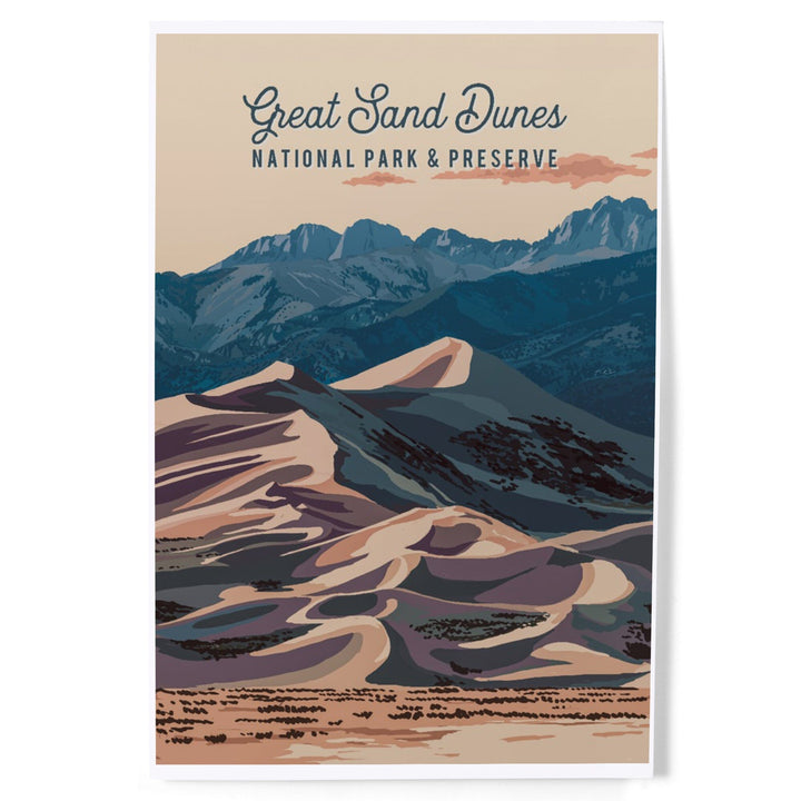 Great Sand Dunes National Park and Preserve, Colorado, Painterly National Park Series, Art & Giclee Prints - Lantern Press