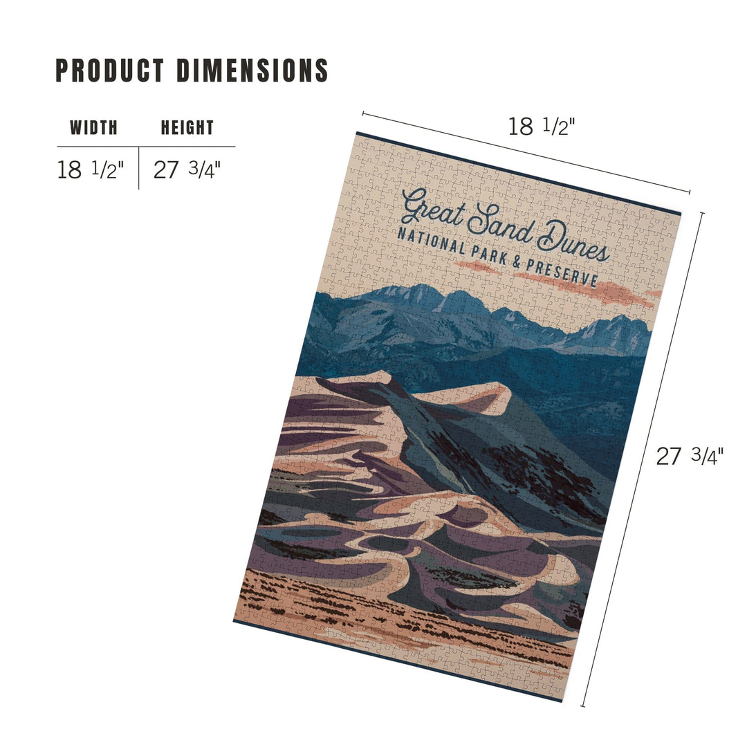 Great Sand Dunes National Park and Preserve, Colorado, Painterly National Park Series, Jigsaw Puzzle Puzzle Lantern Press 