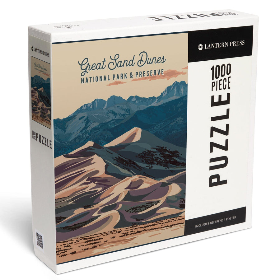 Great Sand Dunes National Park and Preserve, Colorado, Painterly National Park Series, Jigsaw Puzzle Puzzle Lantern Press 