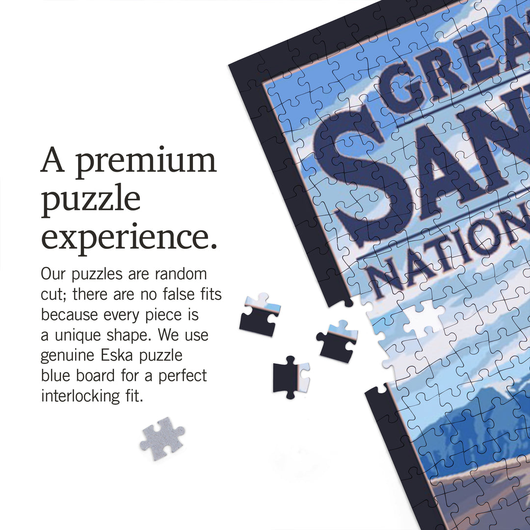 Great Sand Dunes National Park and Preserve, Colorado, Rubber Stamp, Jigsaw Puzzle Puzzle Lantern Press 